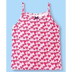 Pine Kids Cotton Elastane Knit Singlet Sleeves Love & Heart Printed Slips Pack of 3 (Color May Vary)