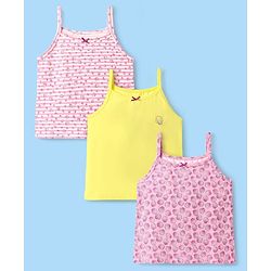 Pine Kids Cotton Elastane Knit Singlet Sleeves Sea Shells Printed Slips Pack of 3 (Color May Vary)