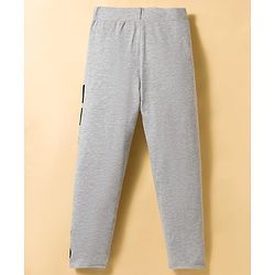 Pine Kids Cotton Lycra Knit Full Length Leggings with Fearless Print - Grey Melange