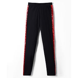 Pine Kids Cotton Knit Full Length Leggings With Tape Detailing & Stretch - Black
