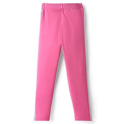 Pine Kids Cotton Knit Full Length Solid Colour Leggings - Pink