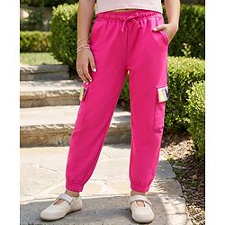 Pine Kids Cotton Knit Full Length Lounge Pant with Sequin Detailing - Dark Pink