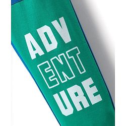 Pine Kids Cotton Knit Full Length Colourblock Lounge Pants - Emerald Green & Blue