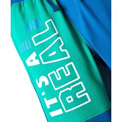 Pine Kids Cotton Knit Full Length Colourblock Lounge Pants - Emerald Green & Blue