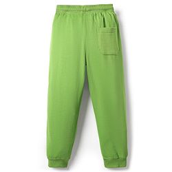 Pine Kids Cotton Knit Full Length Lounge Pants With Brooklyn Text Print - Green