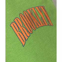 Pine Kids Cotton Knit Full Length Lounge Pants With Brooklyn Text Print - Green