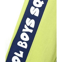 Pine Kids Cotton Knit Full Length Lounge Pant With Text Print - Lime Green
