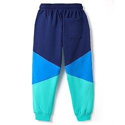 Pine Kids Cotton Knit Full Length Lounge Pants with Cut & Sew Design - Blue
