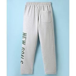 Pine Kids Cotton Knit Full Length Lounge Pants With New Goals Text Print - Grey