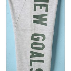 Pine Kids Cotton Knit Full Length Lounge Pants With New Goals Text Print - Grey