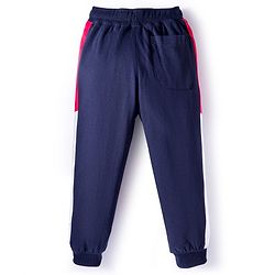 Pine Kids Cotton Knit Full Length Lounge Pant with Text Print - Navy Blue