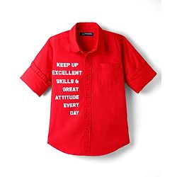 Pine Kids 100% Cotton Full Sleeves Shirt With Text Print - Red
