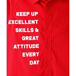 Pine Kids 100% Cotton Full Sleeves Shirt With Text Print - Red