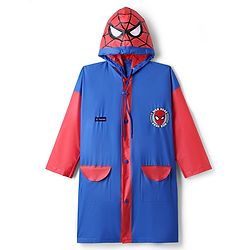 Pine Kids Marvel Full Sleeves Hooded Spider-Man Raincoat - Blue & Red