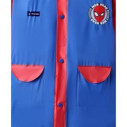 Pine Kids Marvel Full Sleeves Hooded Spider-Man Raincoat - Blue & Red