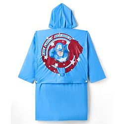 Pine Kids Marvel Full Sleeves Hooded Avengers Raincoat - Blue