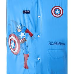 Pine Kids Marvel Full Sleeves Hooded Avengers Raincoat - Blue