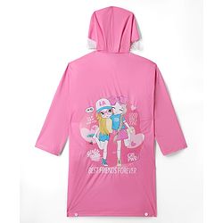 Pine Kids Full Sleeves Hooded Raincoat - Dark Pink