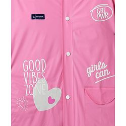 Pine Kids Full Sleeves Hooded Raincoat - Dark Pink