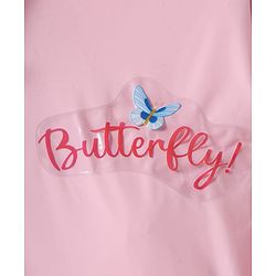 Pine Kids Full Sleeves Hooded Butterfly Raincoat - Light Pink