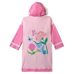Pine Kids Full Sleeves Hooded Butterfly Raincoat - Light Pink