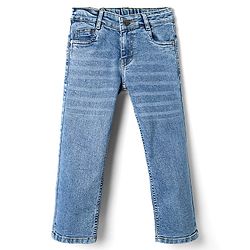 Pine Kids Denim Woven Full Length Washed Jeans-Blue