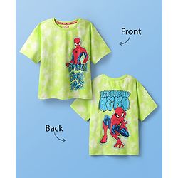 Pine Kids Marvel Single Jersey Knit  Drop Shoulder Half Sleeves T-Shirt With Front And Back Spider-Man Graphics And Ombre Effect - Limegreen