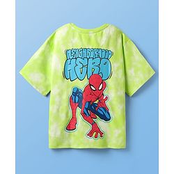 Pine Kids Marvel Single Jersey Knit  Drop Shoulder Half Sleeves T-Shirt With Front And Back Spider-Man Graphics And Ombre Effect - Limegreen