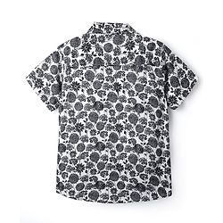 Pine Kids Viscose Woven Half Sleeves Shirt With Floral Print - White