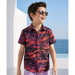 Pine Kids Viscose Woven Half Sleeves Marble Printed Shirt - Multicolour