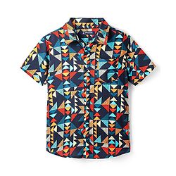 Pine Kids Viscose Woven Half Sleeves Shirt With Abstract Print - Multicolour