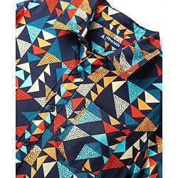 Pine Kids Viscose Woven Half Sleeves Shirt With Abstract Print - Multicolour