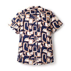 Pine Kids Viscose Woven Half Sleeves Abstract Printed Shirt - Navy Blue