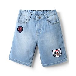 Pine Kids Cotton Woven Knee Length Shorts With Patch - Light Blue