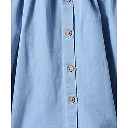 Pine Kids Cotton Woven Full Sleeves Solid Coloured Shirt Dress With One Sided Jacket - Light Blue