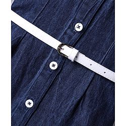 Pine Kids Cotton Woven Full Sleeves Solid Color Shirt Dress & Belt - Navy Blue