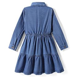 Pine Kids Cotton Woven Full Sleeves Solid Shirt Dress - Blue