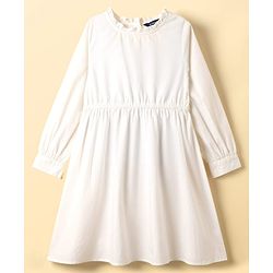 Pine Kids Cotton Woven Full Sleeves Frock With Jacket - White