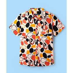 Pine Kids Viscose Woven Half Sleeves Shirt With Abstract Print - Multicolour