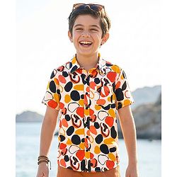 Pine Kids Viscose Woven Half Sleeves Shirt With Abstract Print - Multicolour