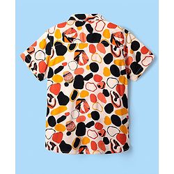 Pine Kids Viscose Woven Half Sleeves Shirt With Abstract Print - Multicolour