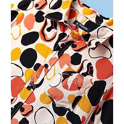 Pine Kids Viscose Woven Half Sleeves Shirt With Abstract Print - Multicolour