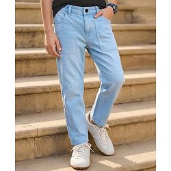 Pine Kids Woven Full Length Washed Denin Jeans - Dark Green