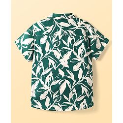 Pine Kids Viscose Woven Half Sleeves Shirt With Floral Print - Dark Green
