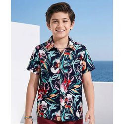Pine Kids 100% Viscose Half Sleeves Floral Print Shirt - Multicolour