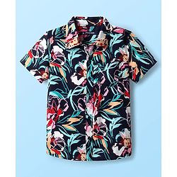 Pine Kids 100% Viscose Half Sleeves Floral Print Shirt - Multicolour