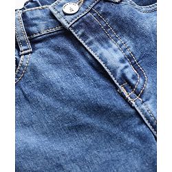Pine Kids Denim Woven Full Length Washed Jeans With Cargo Pockets - Blue