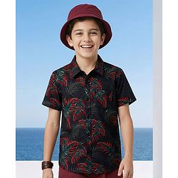 Pine Kids Viscose Woven Half sleeves Shirt With Leaves Print - Multicolour