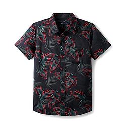 Pine Kids Viscose Woven Half sleeves Shirt With Leaves Print - Multicolour