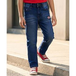 Pine Kids Denim Woven Full Length Jeans with Badge - Navy Blue